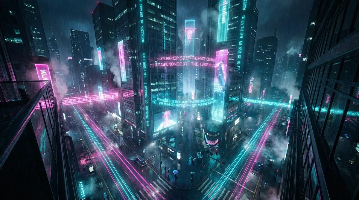女仆教室攻略 竖屏短剧平台首页背景 - 赛博朋克都市夜景